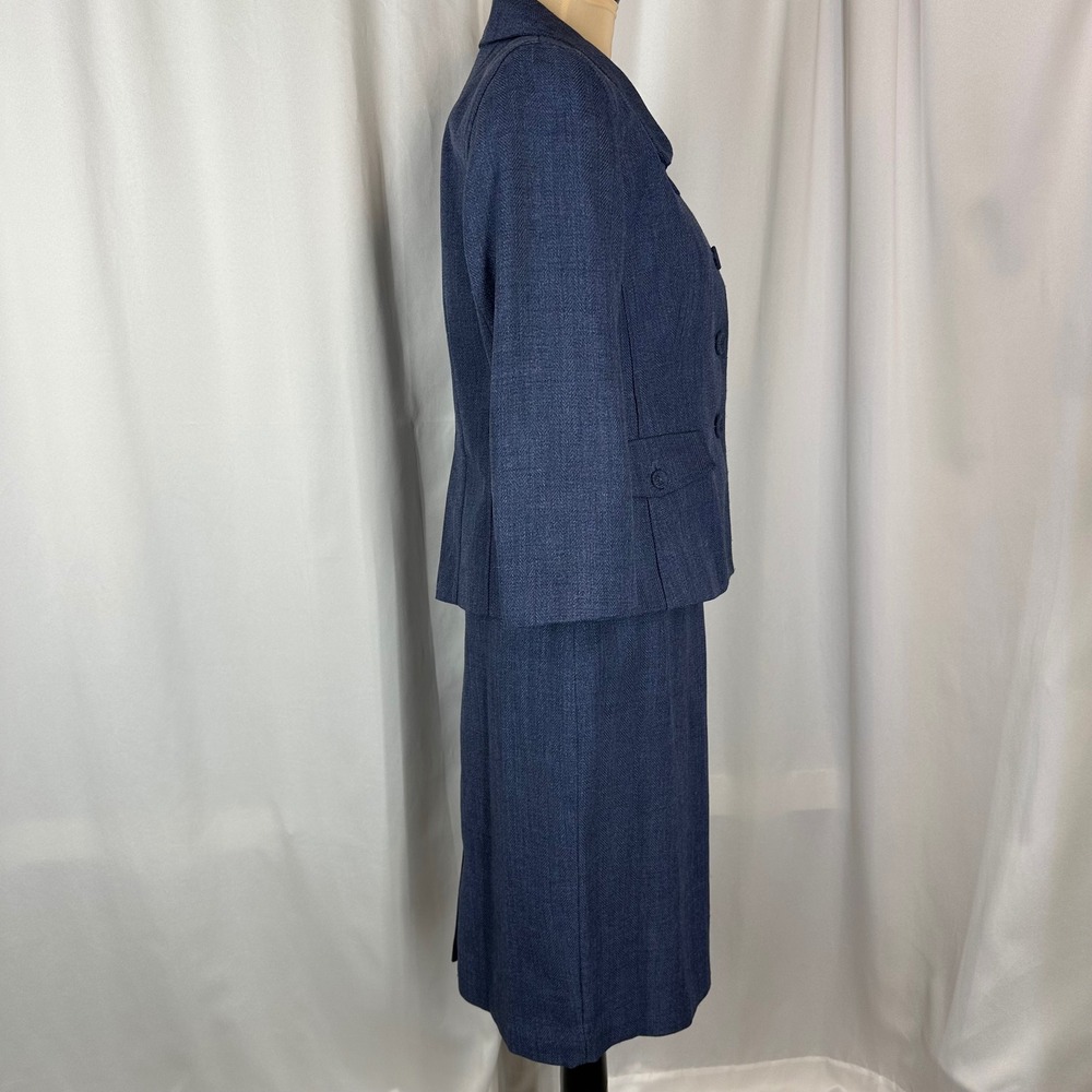 Signature by Larry Levine Navy Textured Two-Piece Skirt Set - Picture 5 of 14